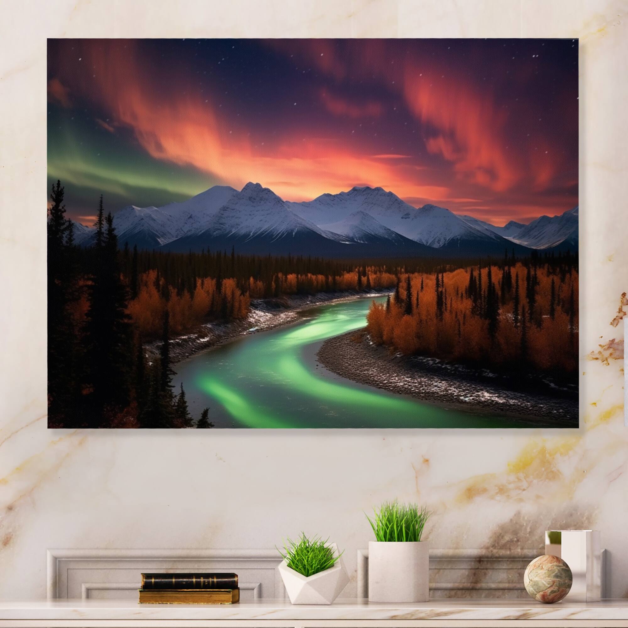 Designart "Yukon Northern Lights Beauty II" Canada Metal Wall Art